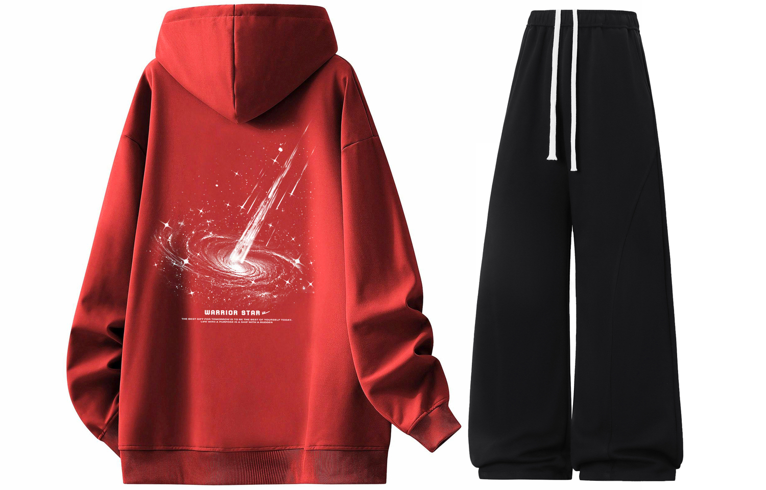 

Тонкий худи-сет унисекс WARRIOR, burgundy+черный