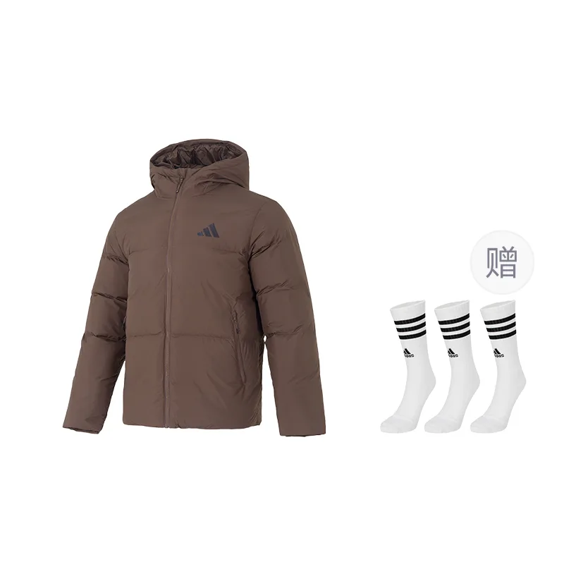 Пуховики и куртки мужские Adidas, коричневый (Comes with 3 Pairs of Adidas Socks)