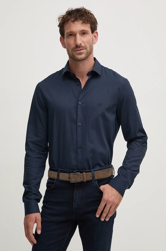 

Хлопковая рубашка Armani Exchange, темно-синий