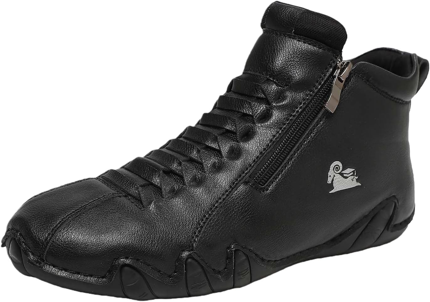 

Женские и мужские повседневные модные кожаные кроссовки, противоскользящие, для вождения и ходьбы, высокие ботинки чукка, из натуральной кожи, без шнурков, легкие спортивные туфли, обувь для ходьбы и вождения, походов и кемпинга Toumov, черный