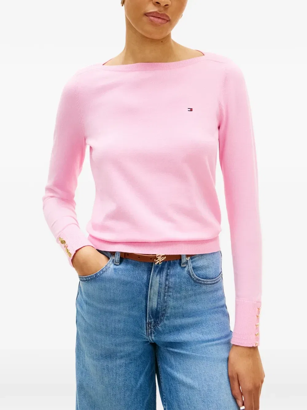 Свитер-лодочка Tommy Hilfiger, розовый — фото 4