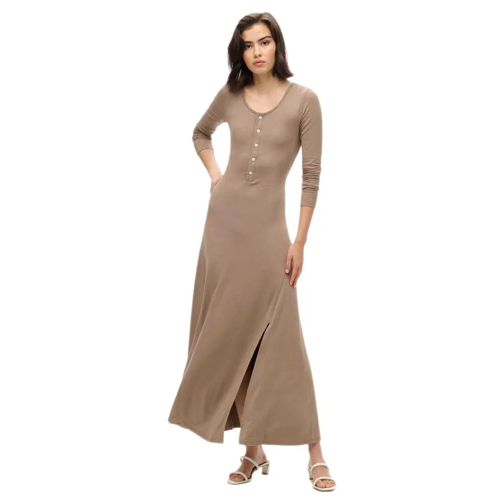 

Платье Superdry Henley 3/4 Sleeve Midi, коричневый