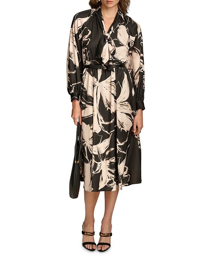 

Платье Donna Karan с поясом и завязками на шее, черный