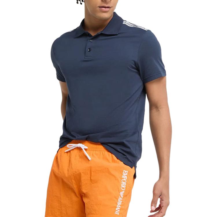 

Поло с логотипом на рукаве EMPORIO ARMANI, темно-синий