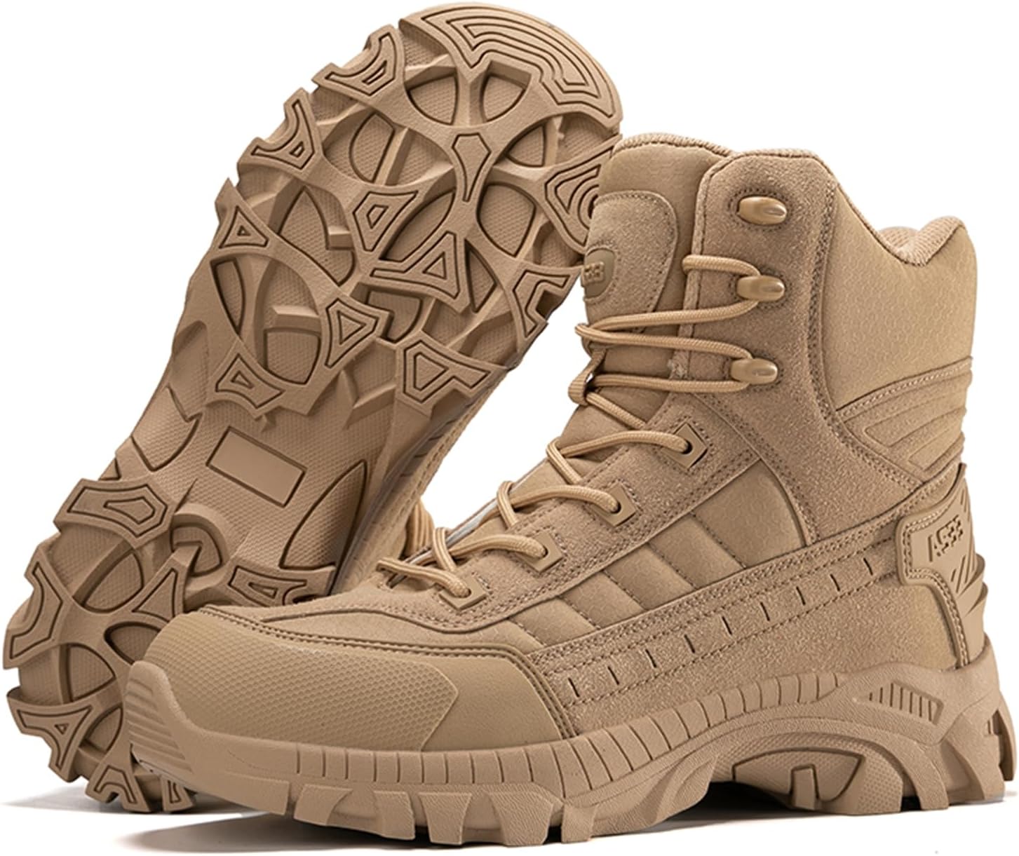 

Мужские высокие кожаные походные ботинки с противоскользящей подошвой, регулируемой эластичной лентой и амортизирующей толстой подошвой, подходящие для восхождений в горы и полевых тренировок Qaoterod, хаки