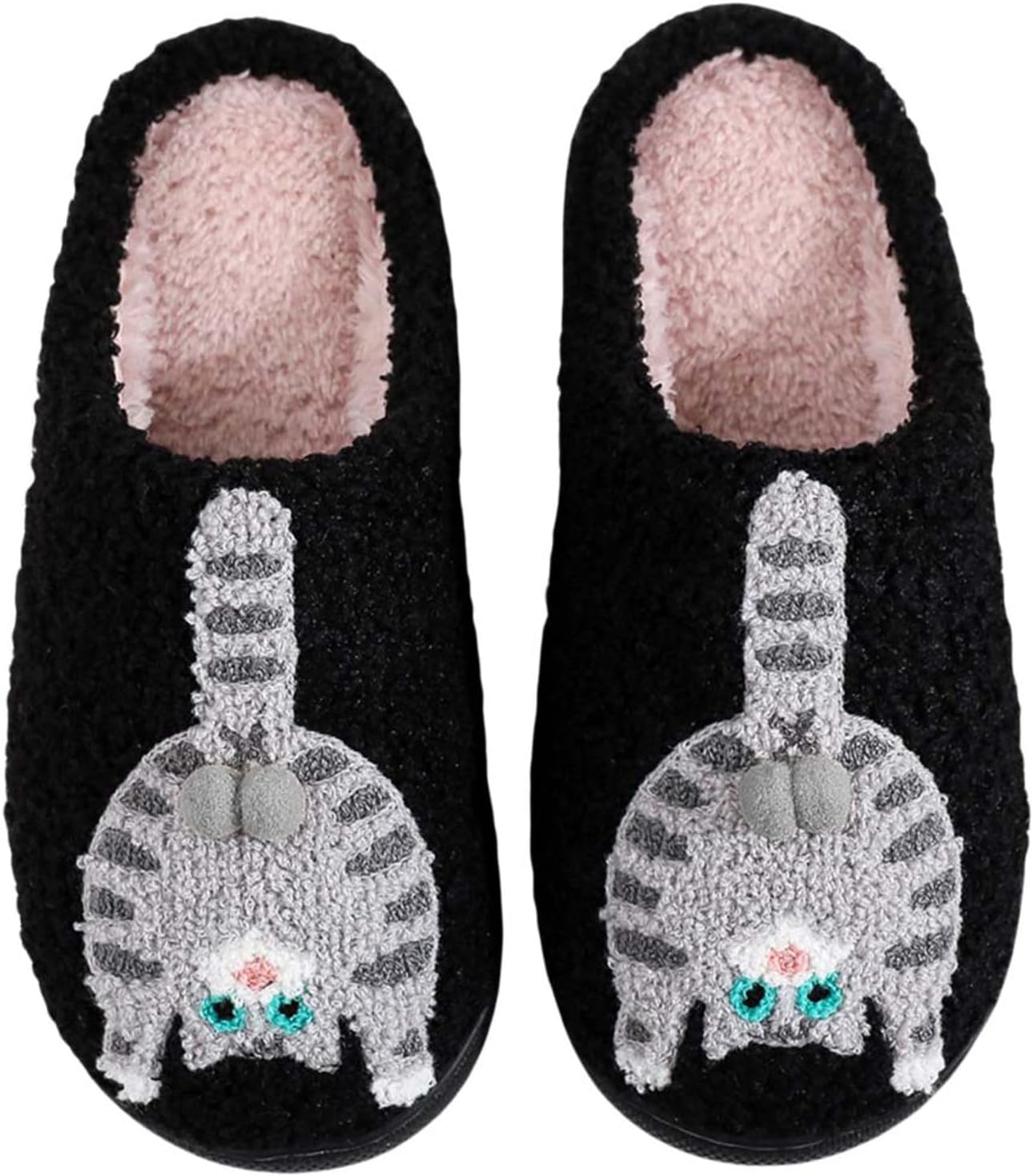 

Тапочки с шляпой ковбоя для женщин и мужчин, с улыбающимся лицом, плюшевые, удобные, в ретро-стиле, теплые и пушистые домашние тапочки Wang Damai, серый