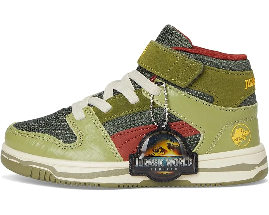 Кроссовки PUMA Kids Rebound Layup Mid Jurassic World Hook and Loop Shoes (Little Kid), Green Moss/Mars Red/Yellow Sizzle — фото 4