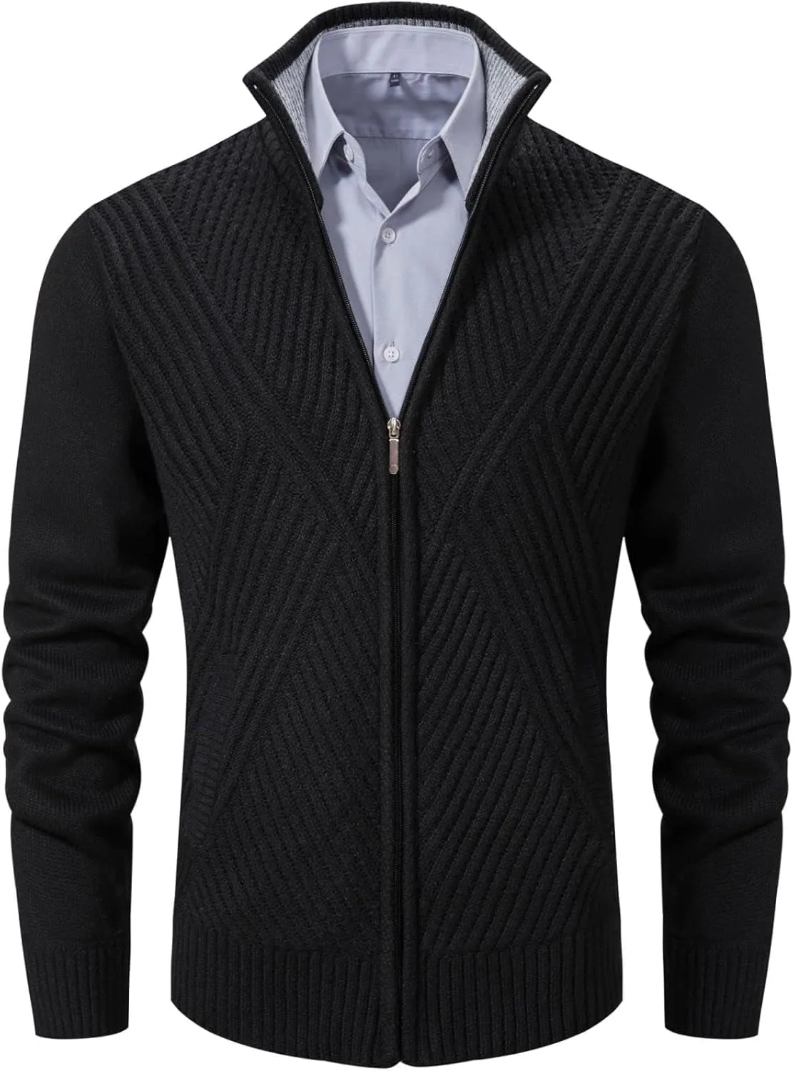 

Мужской кардиган VtuAOL с воротником стойкой и карманами