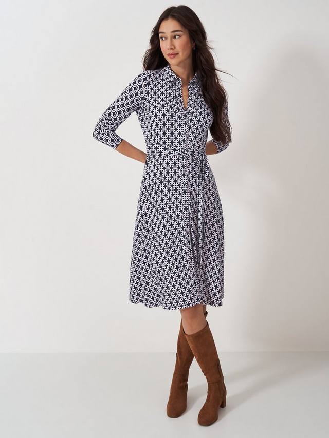 

Геометрическое платье эммы Crew Clothing, цвет Navy Blue/White