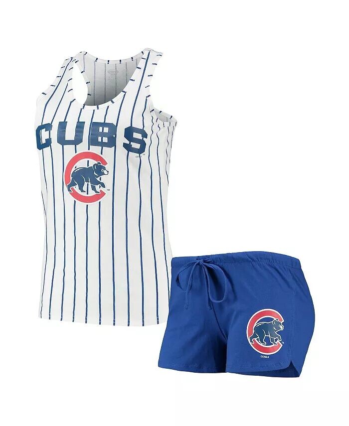 

Женский комплект для сна, белый цвет, майка Chicago Cubs Vigor Racerback и шорты Concepts Sport