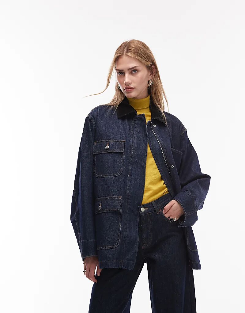 

Джинсовая куртка свободного покроя ARKET в цвете «барн» темно-синего цвета