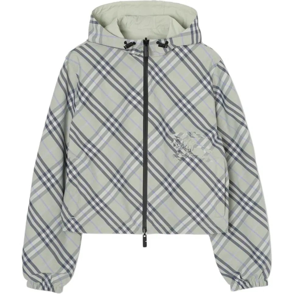 Куртка на молнии с капюшоном двусторонняя Burberry, куртка, сине-зеленый