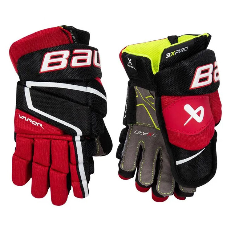 

BAUER Новая модель 2022 3X PRO хоккейные перчатки, соревновательные для юниоров и взрослых, 25 см черно-красные