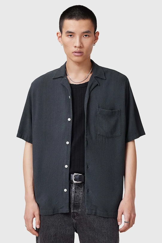 

Рубашка cudi из льняной смеси AllSaints, синий