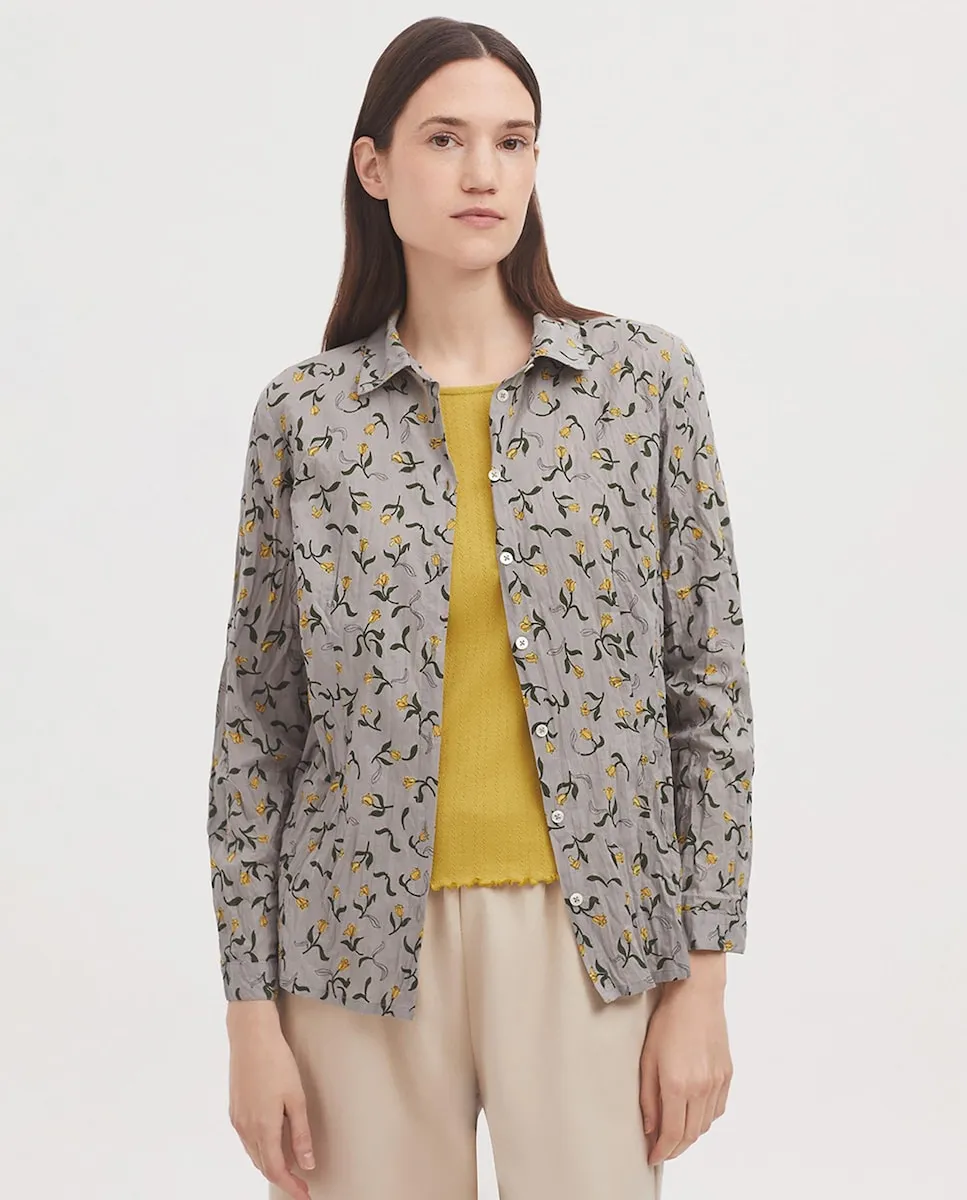 

Женская рубашка 100% хлопок с цветочным принтом Nice Things, серый