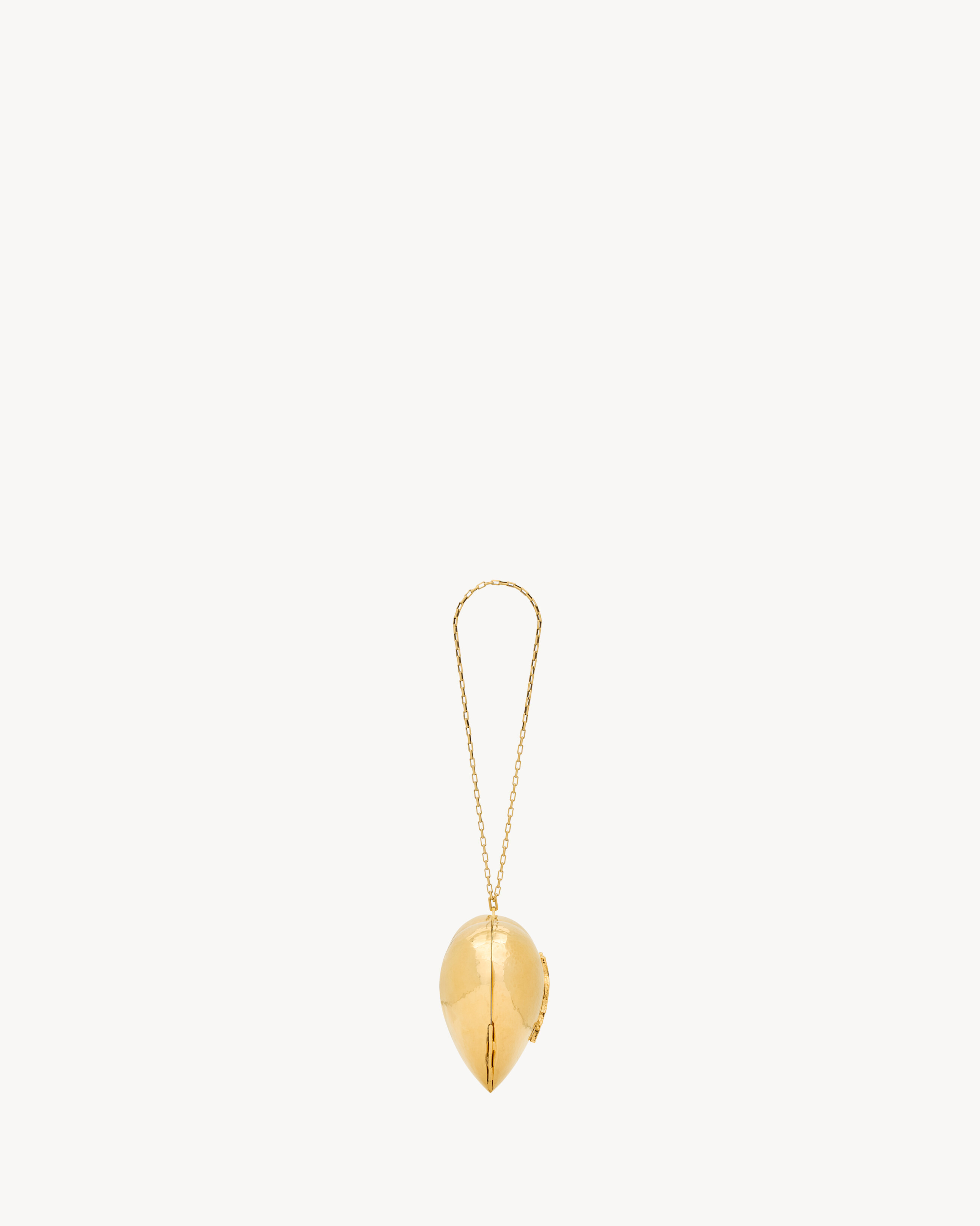 Вечерний мини-клатч-минодьер в форме сердца из латуни SAINT LAURENT, золотой — фото 3