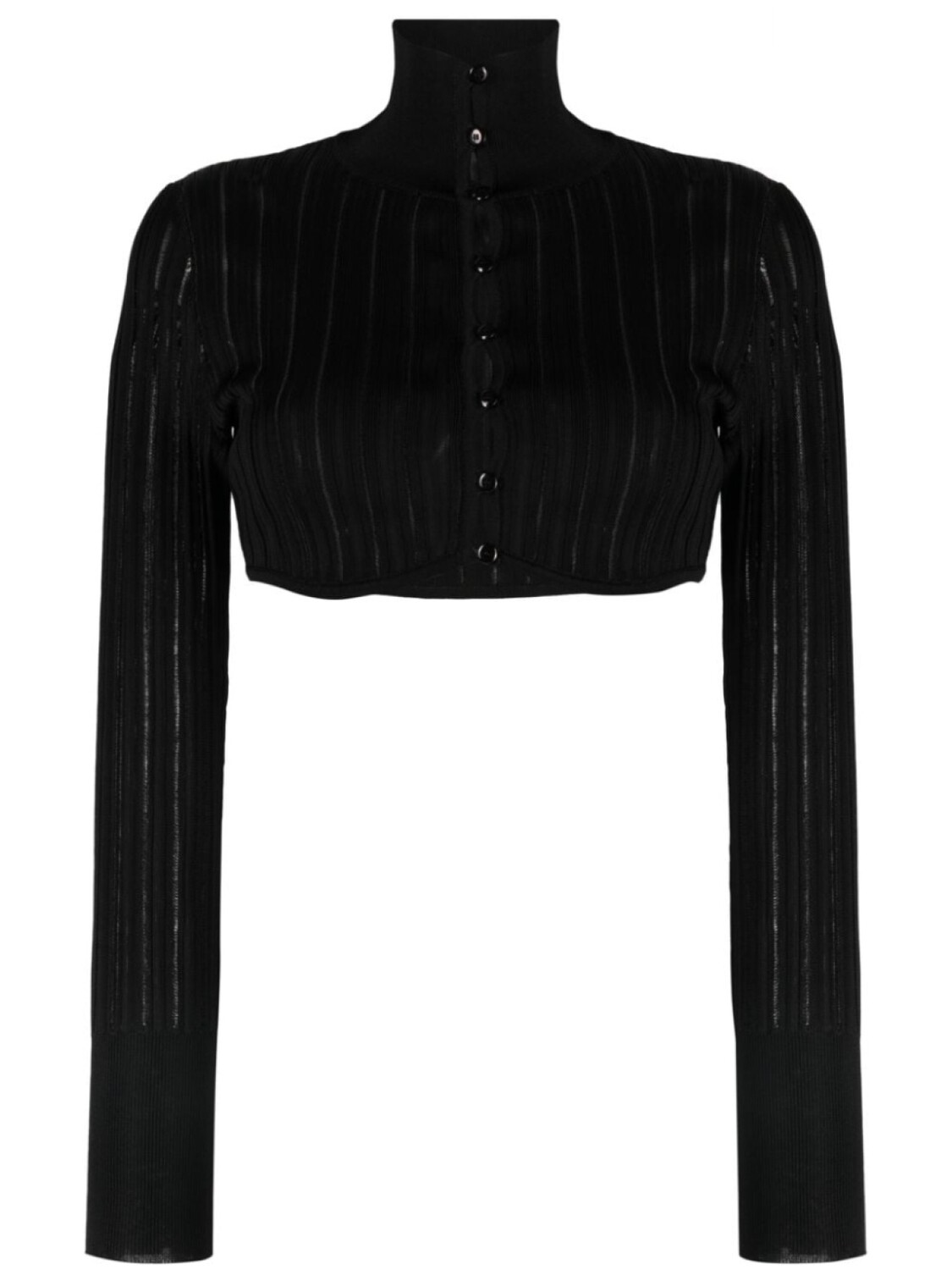 

Alaïa кардиган в рубчик с высоким воротником, черный