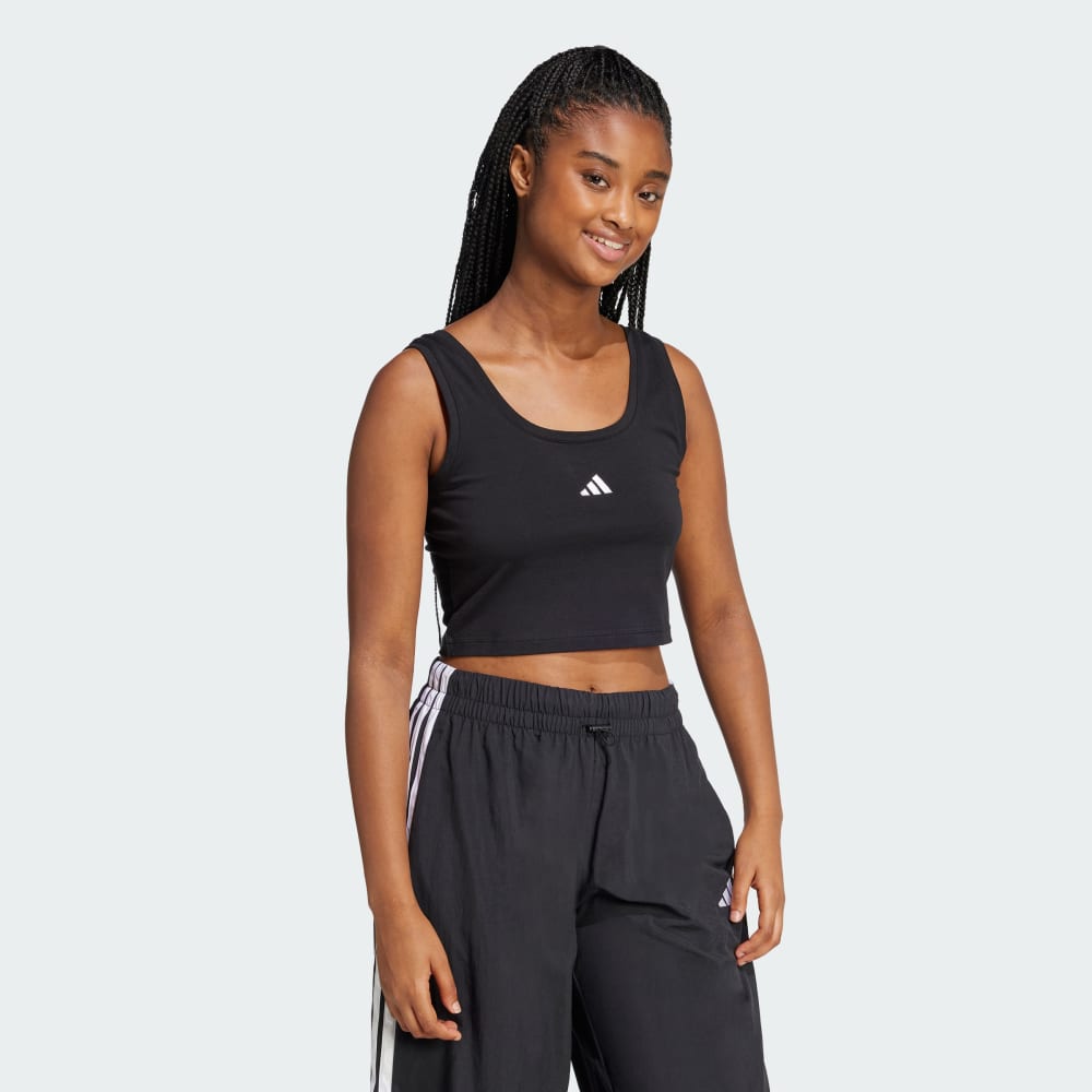 Спортивный топ Adidas Essentials Small Logo Cotton Lifestyle Tank Top, черный/белый — фото 3