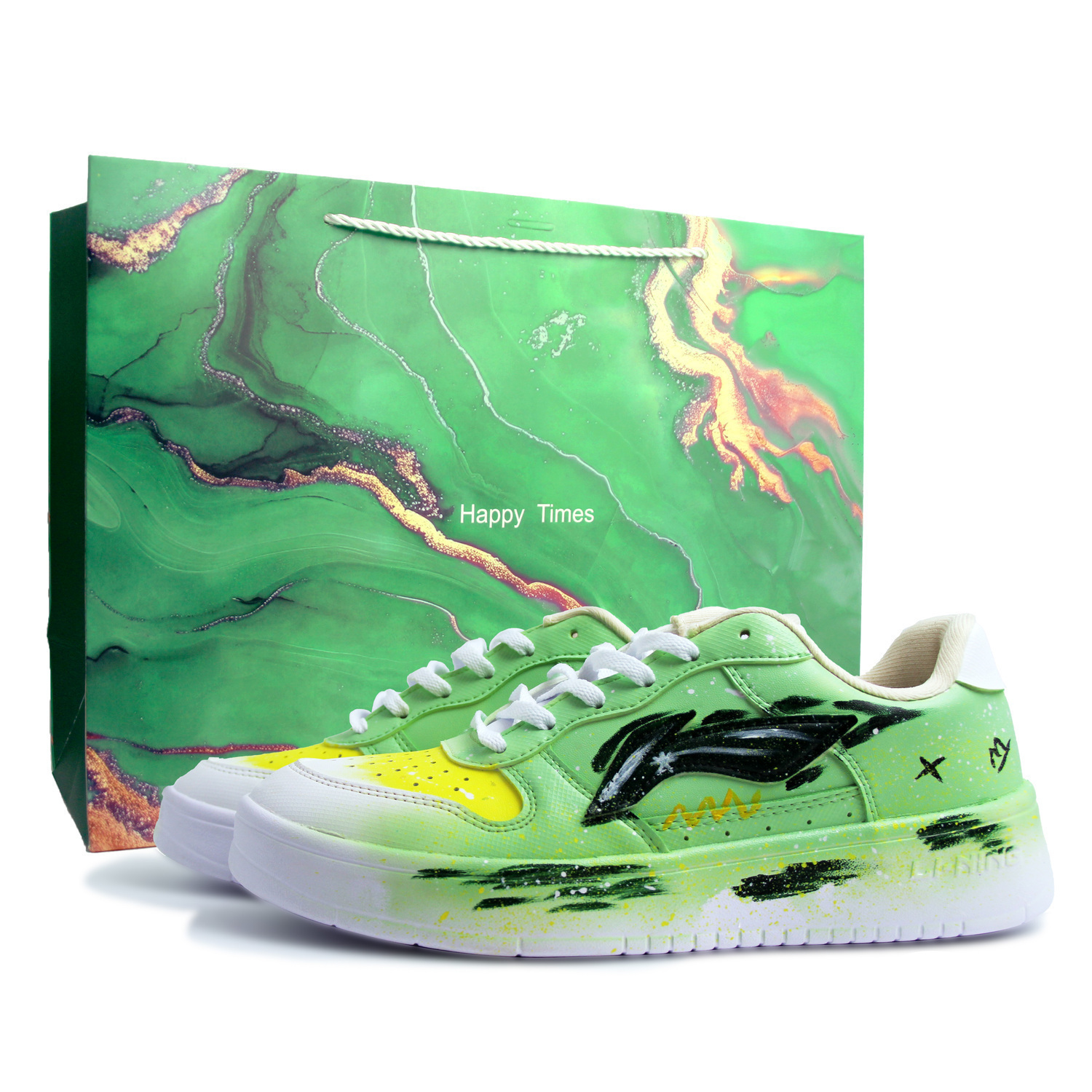 

Li-Ning Li Ning Floating Boat синтетическая кожа ручная роспись граффити легкие и дышащие низкие кроссовки для скейтбординга Unisex