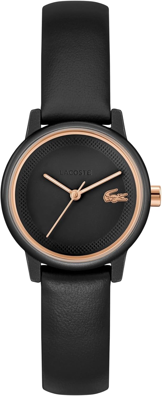 

Lacoste.12.12 Swift женские часы 3H Quartz, кожаный ремешок - водонепроницаемость до 3ATM/30 метров - современный, стильный хронометр - подарок для нее, Black