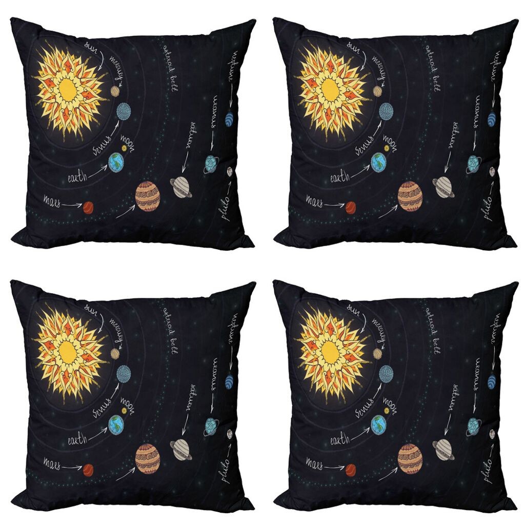 

ABAKUHAUS Galaxy Mandala Набор чехлов для подушек (4 предмета), Солнечная система, современная двусторонняя цифровая печать, 40 см x 40 см, многоцветный