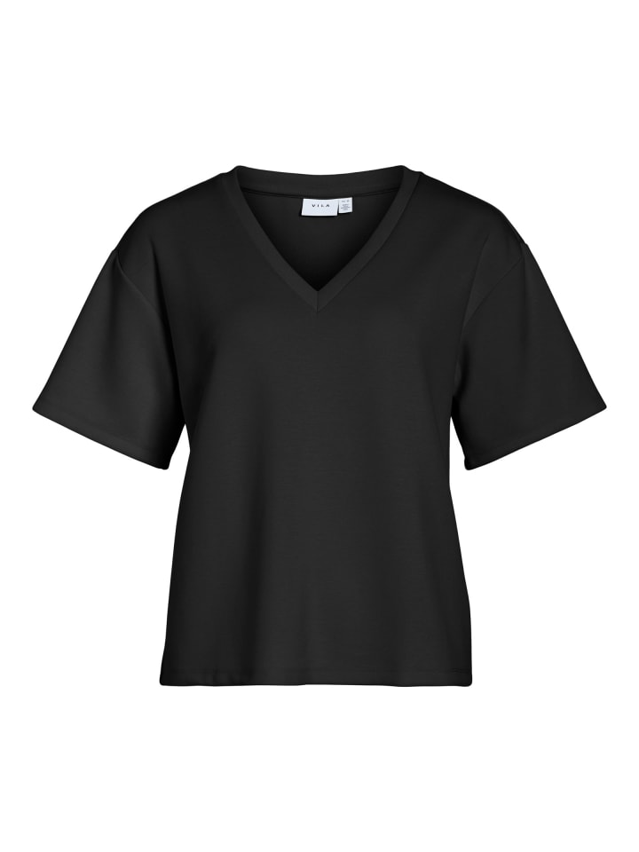 

Футболка большого размера с V-образным вырезом и короткими рукавами черного цвета Vila, Черный, Футболка большого размера с V-образным вырезом и короткими рукавами черного цвета Vila