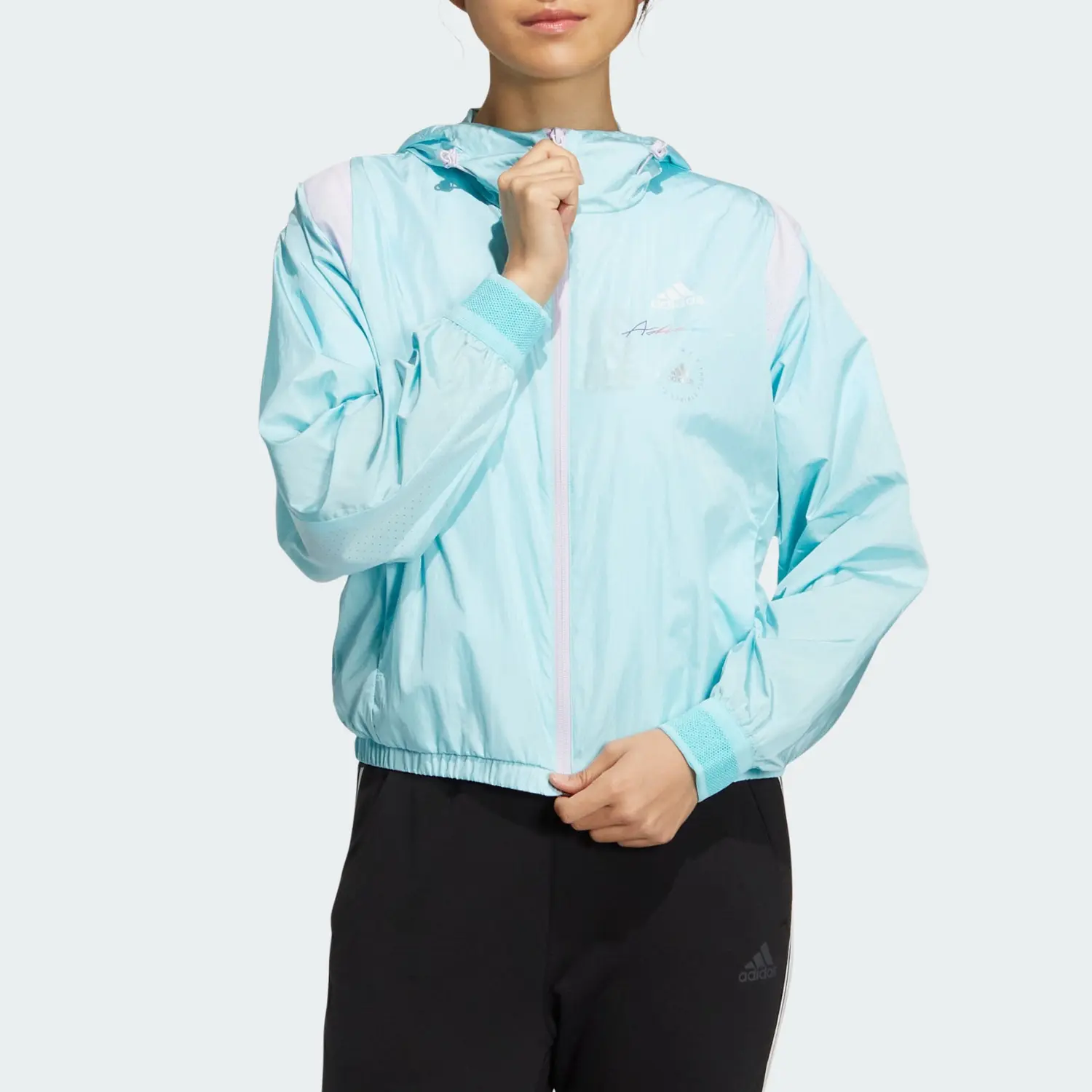 Женская ветровка UST WINDBREAKER Adidas цвета морской волны и белого — фото 3