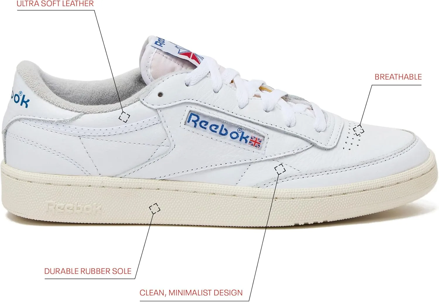 Reebok Мужские кроссовки Club C 85 VintageSneaker, белый/синий — фото 2