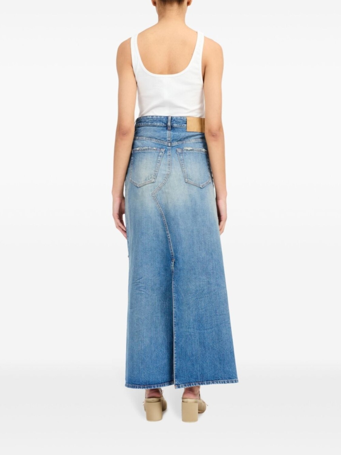 MM6 Maison Margiela юбка миди с нашивкой-логотипом, синий — фото 4