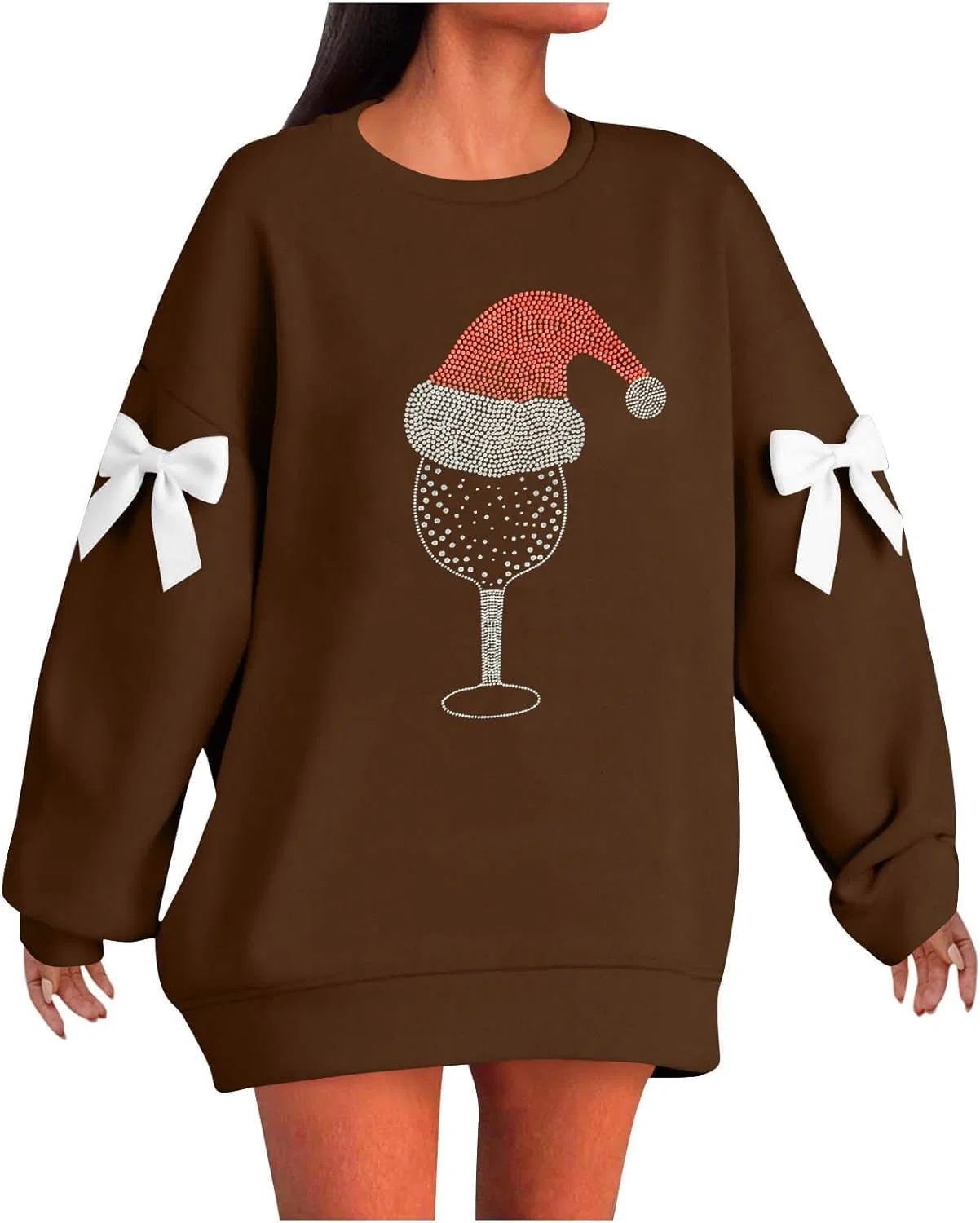Женская блуза с рождественским принтом, Santa, 2-brown