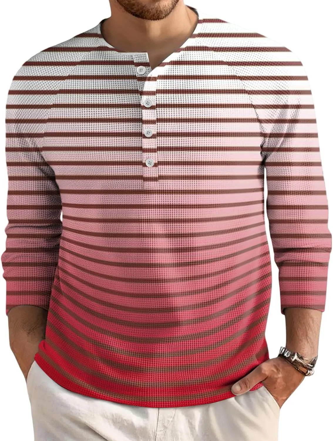 

Мужская рубашка с длинным рукавом в полоску, Casual, Oversized