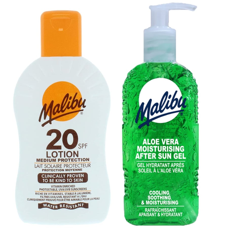 

Водостойкий бальзам Malibu SPF20 200 мл + Гель после загара с алоэ 200 мл