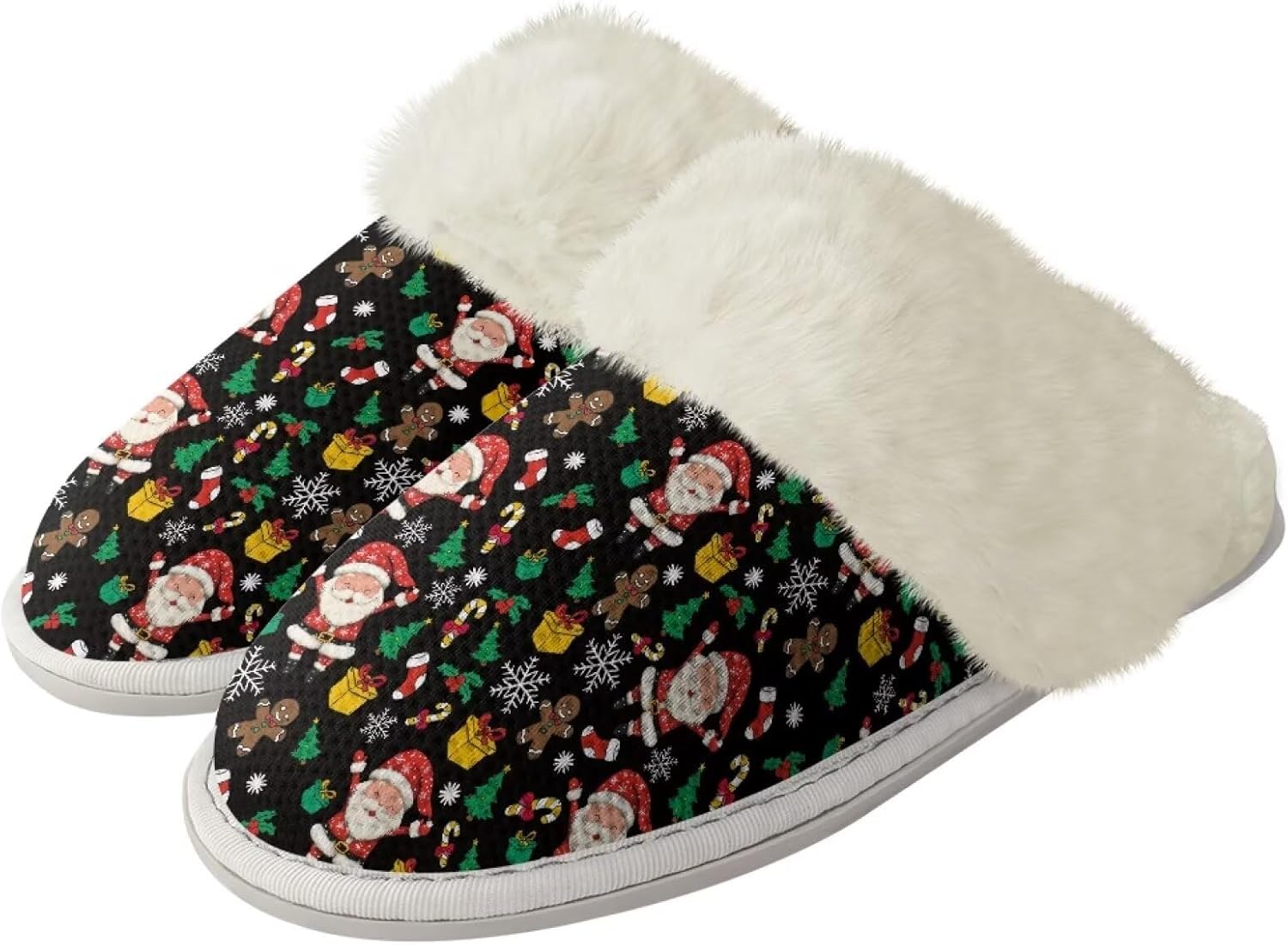 

Тапочки Srengjodk для женщин и мужчин, хлопковые фланелевые тапочки с меховой отделкой, домашние тапочки для него и для нее, размер 36-47, черный