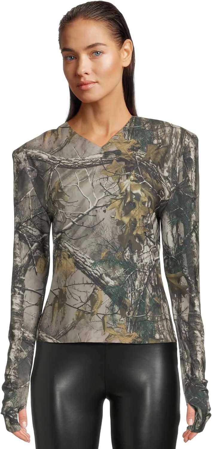 

Norma Kamali Женский топ с длинным рукавом и V-образным вырезом