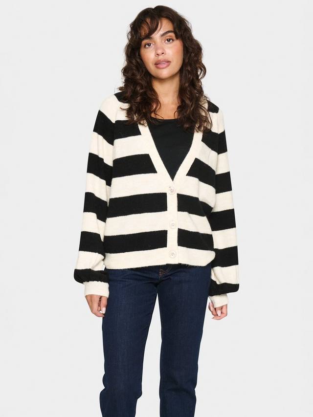 

Кардиган в полоску от garbie Saint Tropez, цвет Black/Ivory