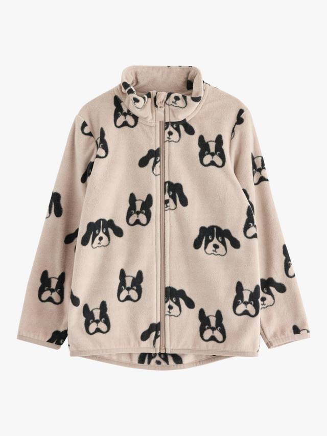 Детская флисовая толстовка с принтом собаки на молнии Lindex, Dusty Beige — фото 4