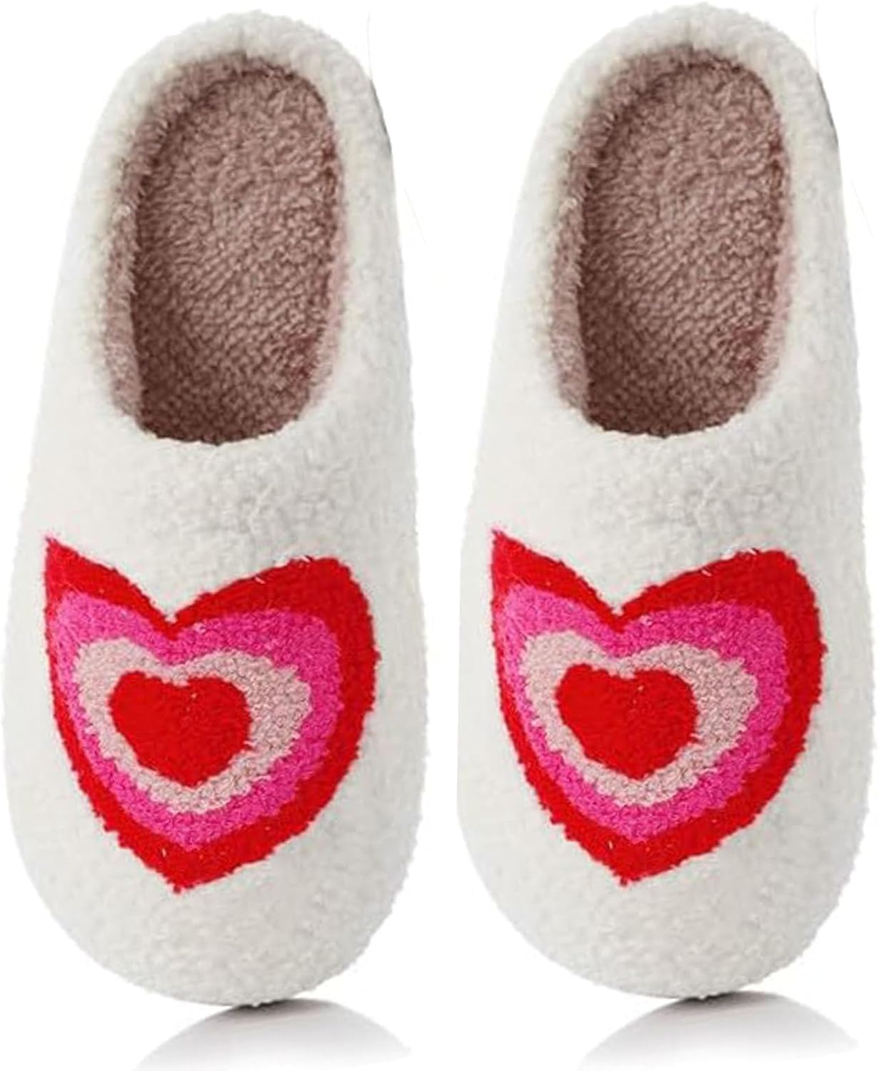 

Женские домашние тапочки oukisam Colorful Little Love, мужские мягкие тапочки, повседневные домашние тапочки, ретро мягкие плюшевые теплые тапочки на слипоне, для улицы и дома, для спальни, с противоскользящей подошвой, белый