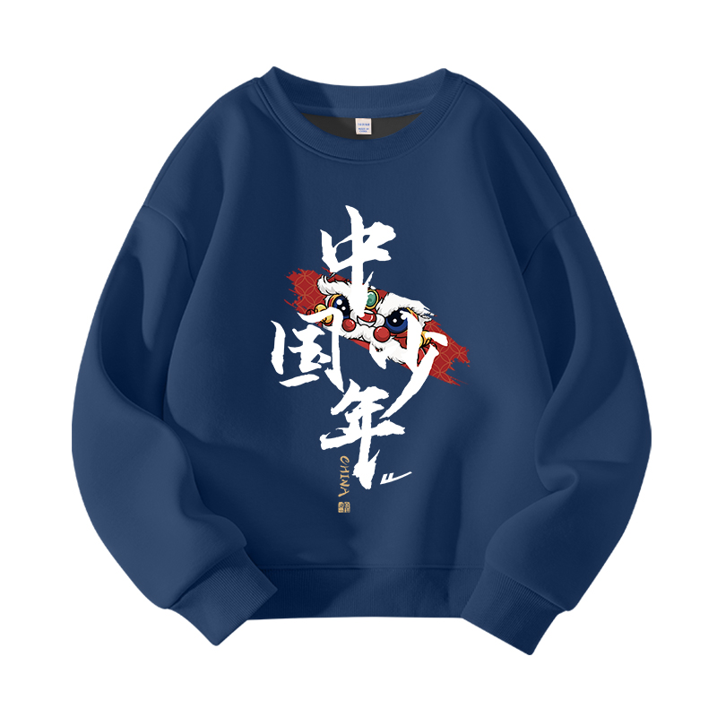 

Детский свитшот с круглым вырезом утепленный WARRIOR, темно-синий/h graffiti lion dance