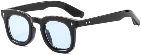 

Женские солнцезащитные очки в стиле ретро с заклепками, конфетные оттенки, защита от УФ-излучения UV400, мужские панк-очки, черные с синим оттенком, один размер MTZJH, One Color