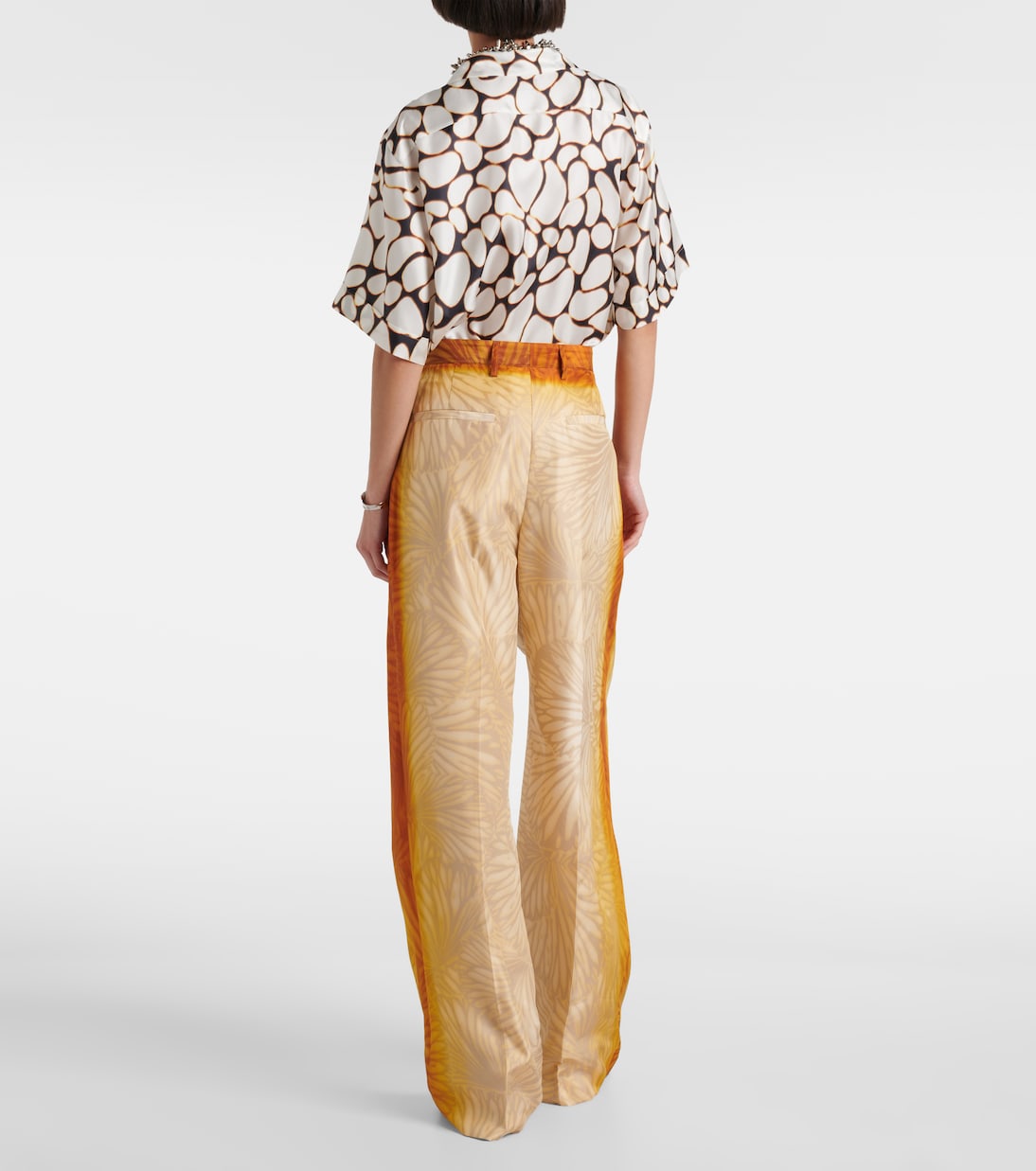 Портеры широкие брюки из печатного шелка Dries Van Noten, Dessin A — фото 3
