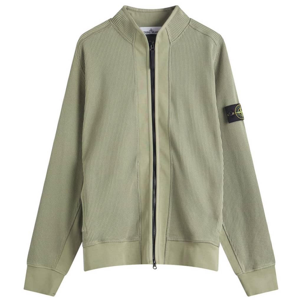 

Ватная толстовка на молнии с вафельной текстурой Stone Island, цвет sage
