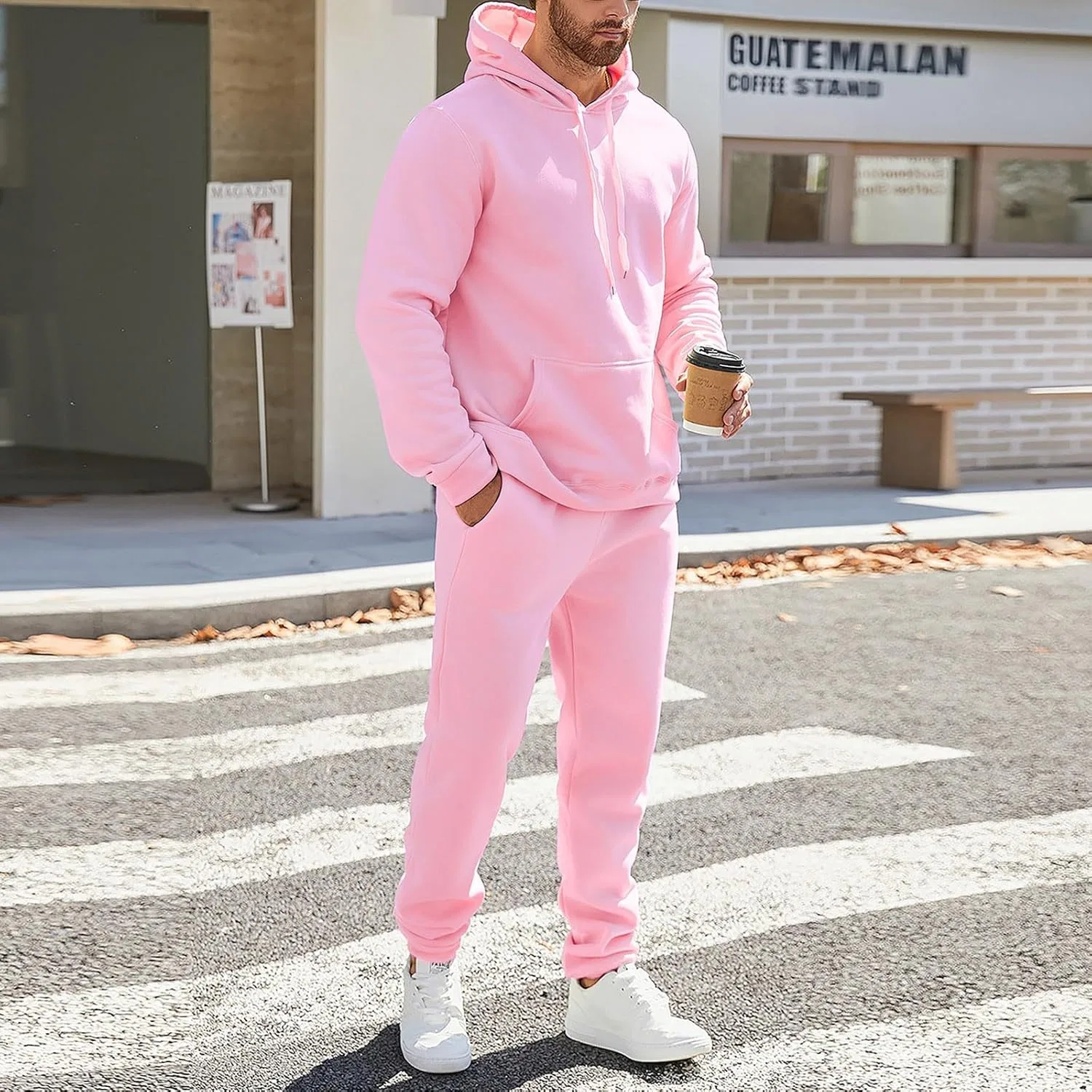 Спортивный костюм двойка, худи и штаны, Pink — фото 3