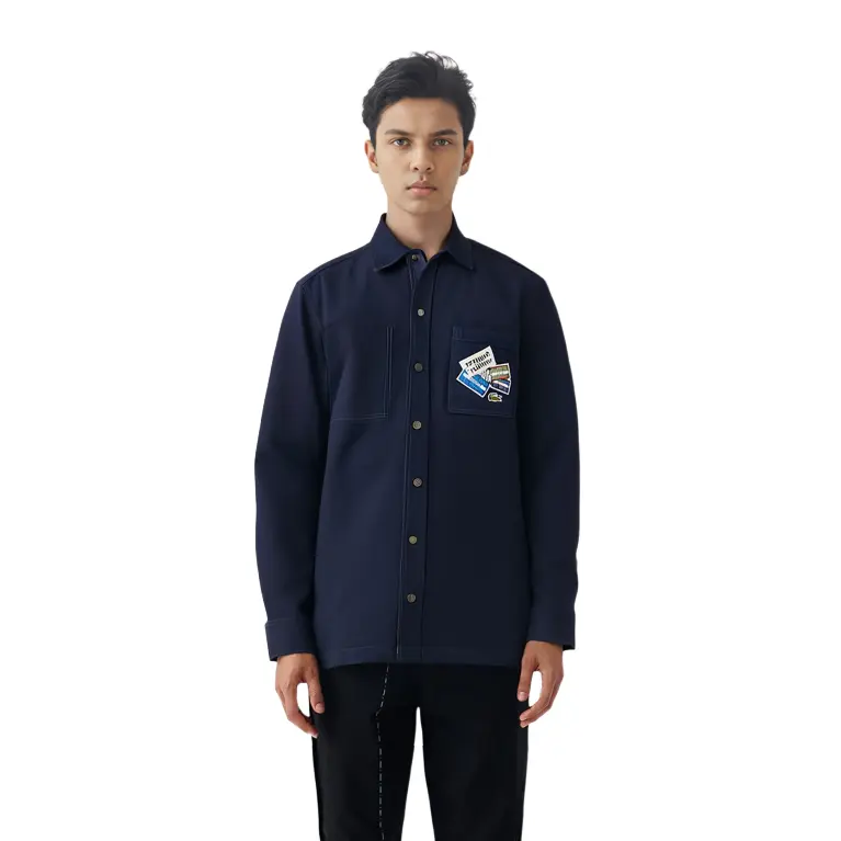 Рубашка мужская темно-синяя Lacoste, темно-синий — фото 4
