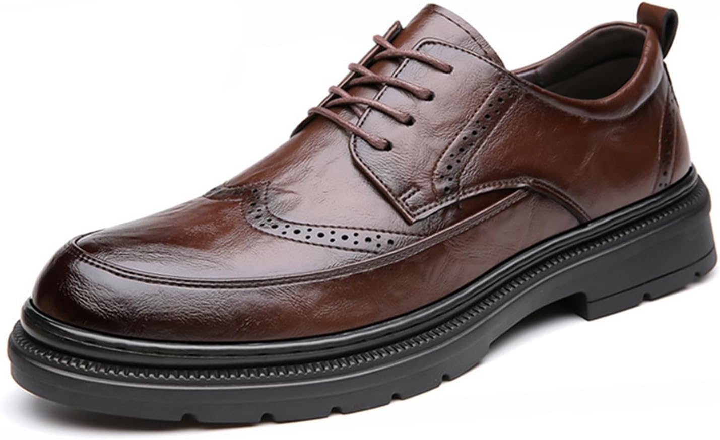 

Мужские оксфорды с крыльями на платформе, классические кожаные туфли с шнуровкой низкого верха, удобные туфли для смокинга, формальные дерби Etoryoox, коричневый