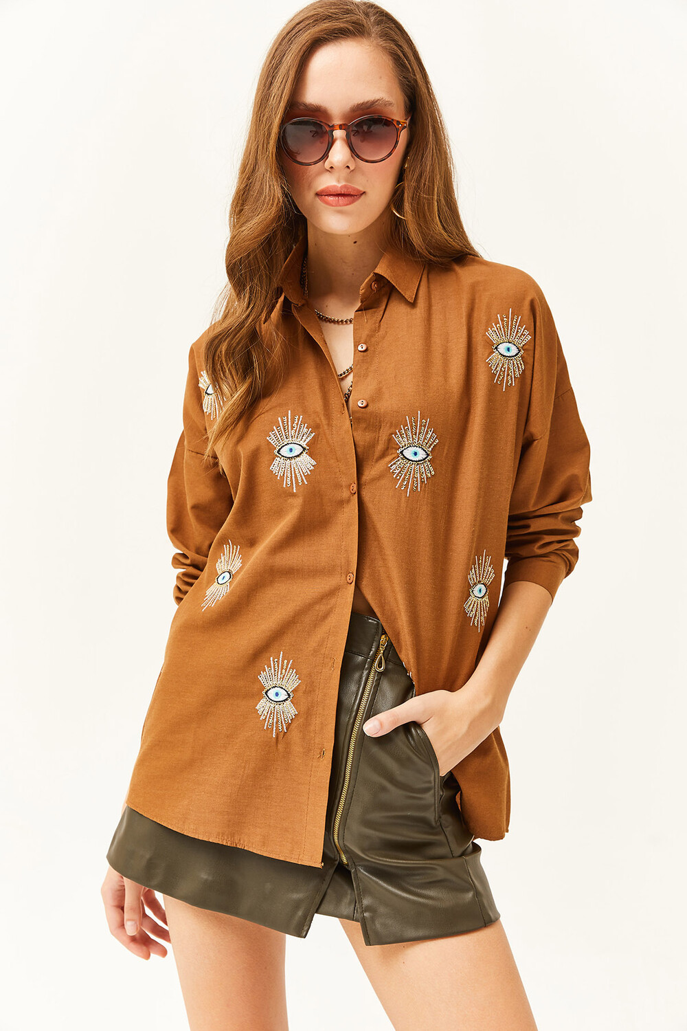 

Рубашка - Коричневая - Oversize Olalook, коричневый