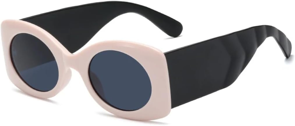 

Панк-модные солнцезащитные очки в овальной оправе с широкими дужками для женщин и мужчин, для активного отдыха, вождения, путешествий, с защитой от УФ-излучения UV400 TVTBBVV, Pink Gray