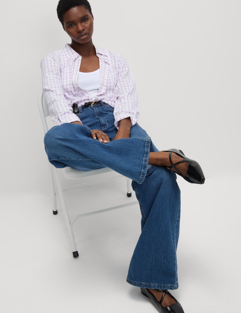 

Рубашка с принтом и воротником на пуговицах Marks & Spencer, сиреневый микс