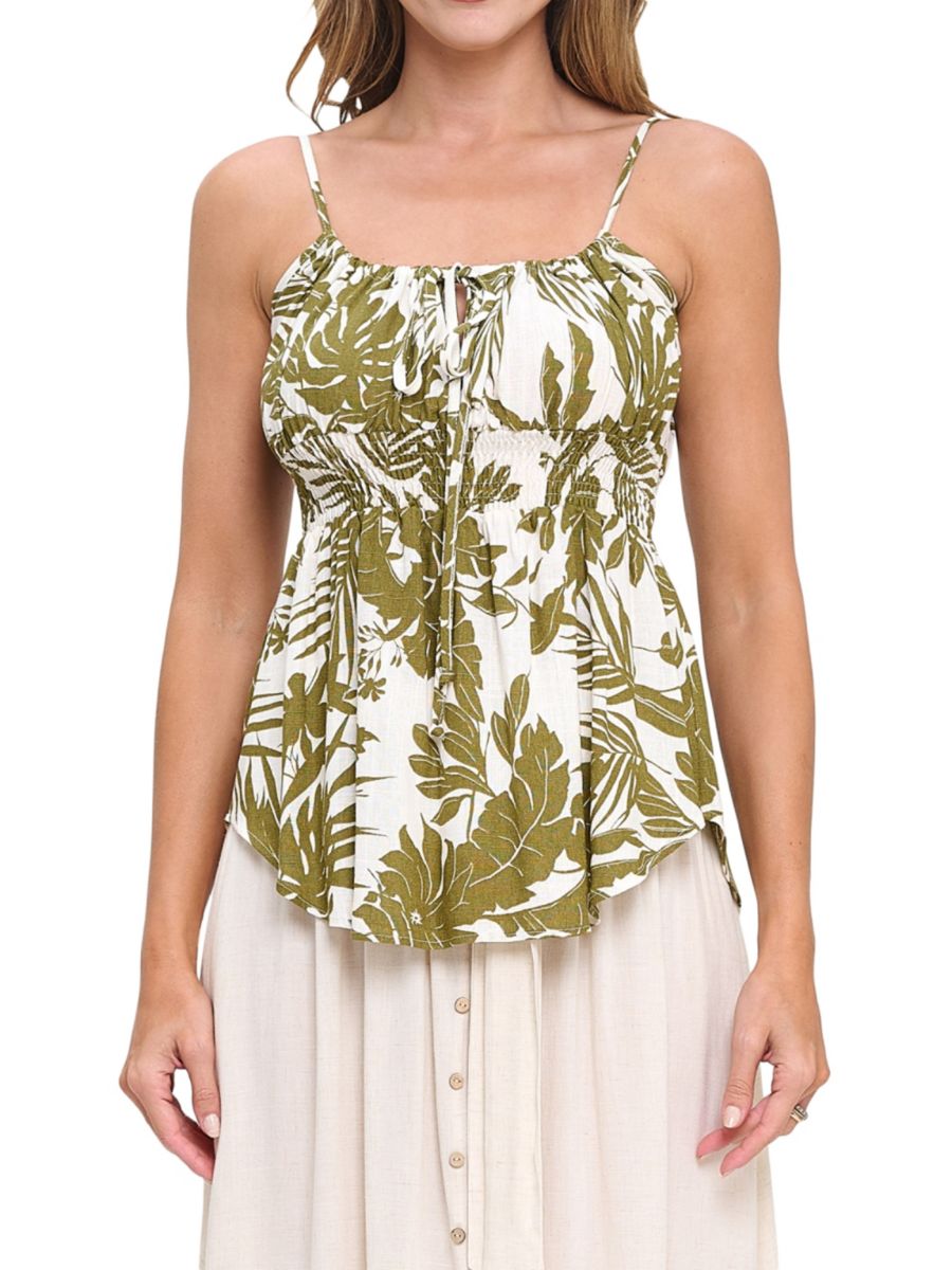 

Топ с принтом листьев Renee C., цвет Olive Multicolor