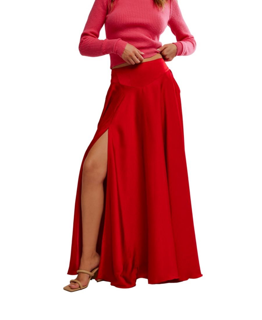 

Женская макси-юбка Chilco А-силуэта с высоким разрезом Free People, Salsa