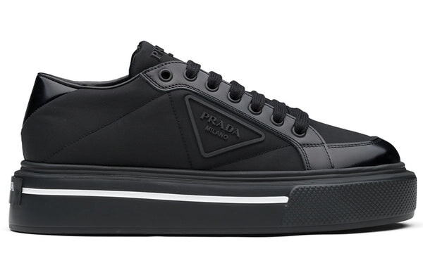 Кроссовки macro re-nylon and brushed leather sneakers 'black' Prada, черный — фото 2